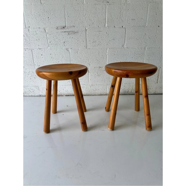 Charlotte Perriand Style Pine Stools - A Pair For Sale - Image 12 of 12