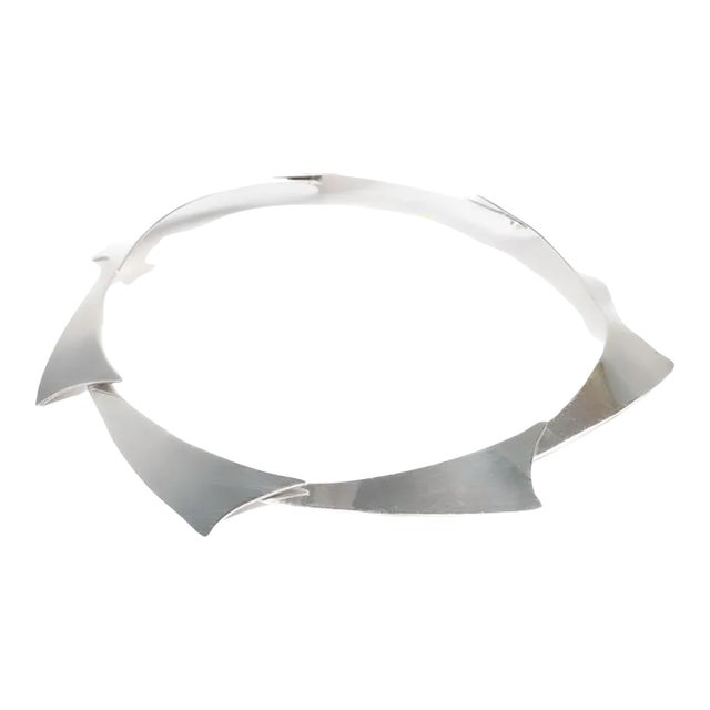 Vintage Modernist Sterling Silver Collar Necklace by Noble Smith For Sale