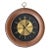 Large Round Danish Modern Sculpted Walnut & Brass Clock With Roman Numerals For Sale