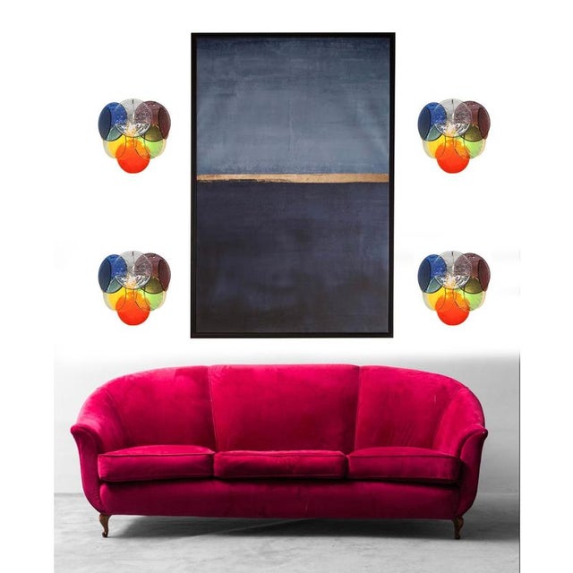 Vintage Disc Sconces in Multi-Color Murano Glass, 1970s, Set of 4 For Sale - Image 3 of 15