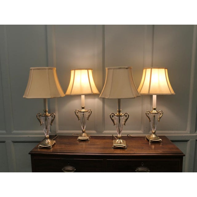 Vintage Hollywood Regency Glass Table Lamps, 1980, Set of 4 For Sale - Image 6 of 9