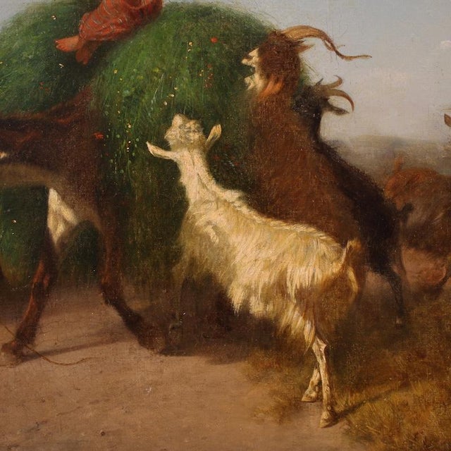 Filippo Palizzi, Pastoral Genre Scene Painting, the Defense of the Grass, 1880, Oil on Canvas For Sale - Image 11 of 16