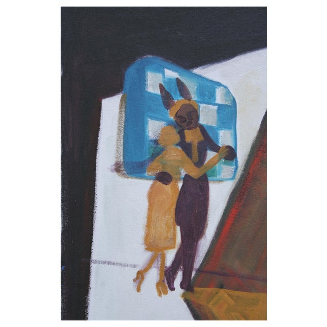 Vintage Surrealist Figurative -- At the Hop Vibrant, dreamy abstract expressionist painting by California artist Molly E....