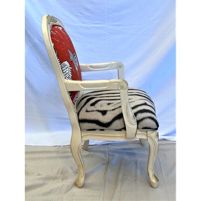 Louis XV Painted Parcel Gilt Fauteuil Chair For Sale - Image 4 of 7