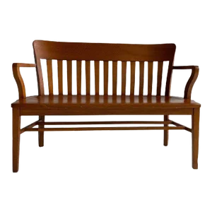 1940s Industrial Oak Court Bench