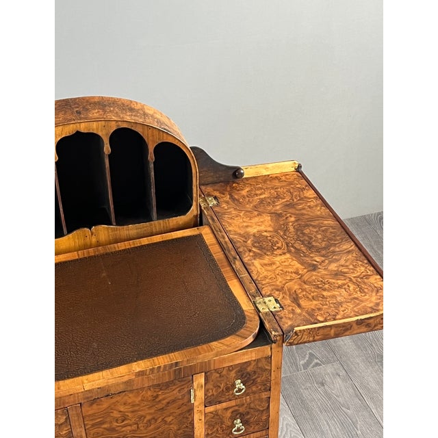 20th Century Queen Anne Desk in Walnut Burl Veneer For Sale - Image 9 of 13