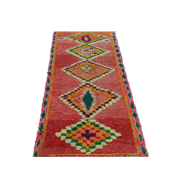 Traditional Vintage Moroccan Runner Rug in Red With Diamond Medallions, From Rug & Kilim For Sale - Image 3 of 7