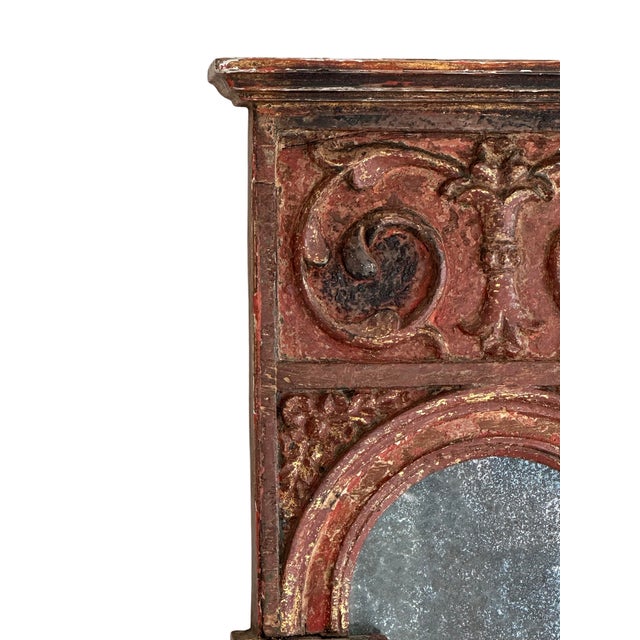 French Provincial Antique Trumeau Architectural Mirror For Sale - Image 3 of 5
