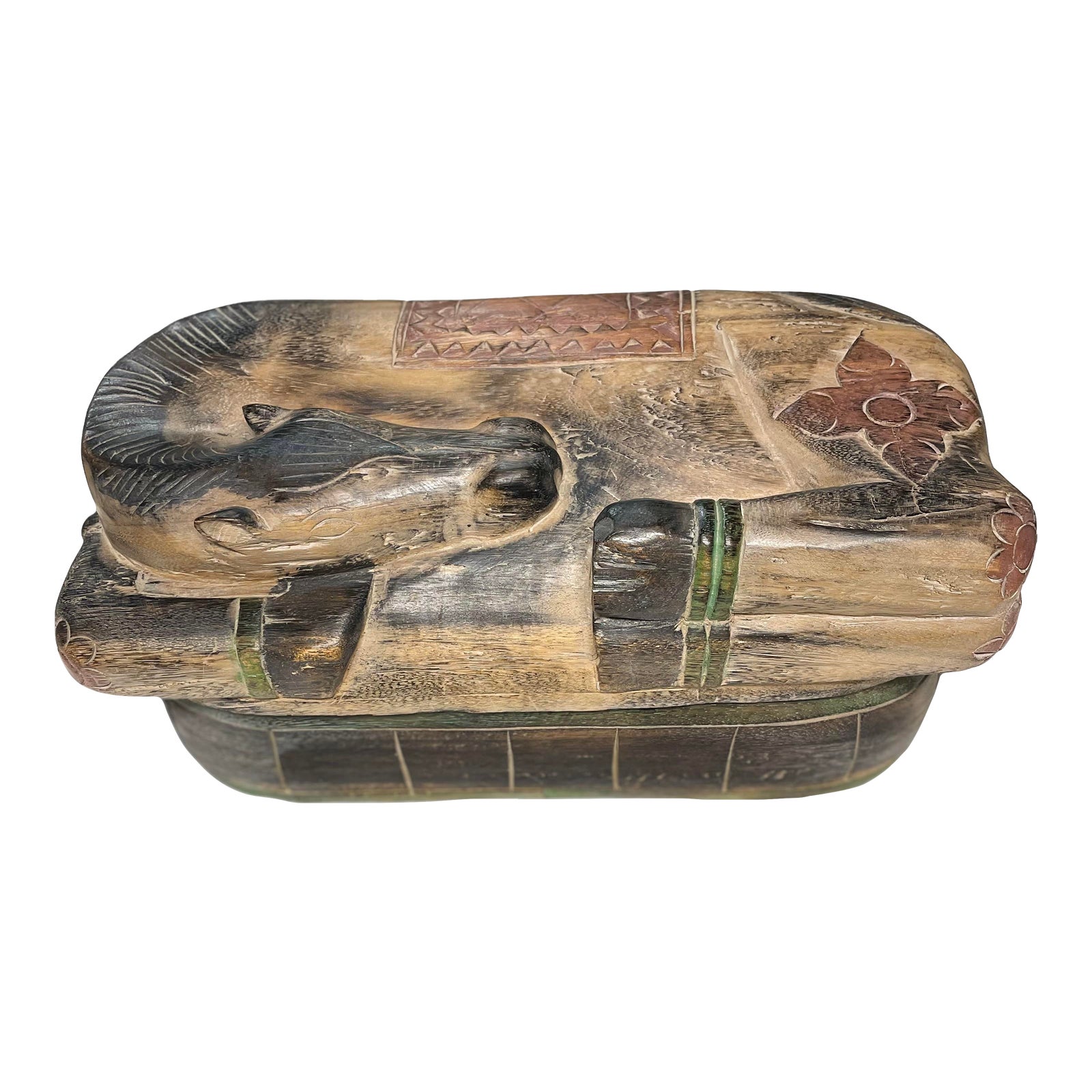 Mid 20th Century Vintage Asian Handcrafted and Carved Wood Zebra Horse