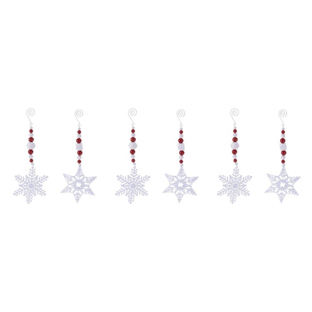Kenneth Ludwig Chicago Snowflake Drop Ornaments (Set of 6) For Sale - Image 4 of 4