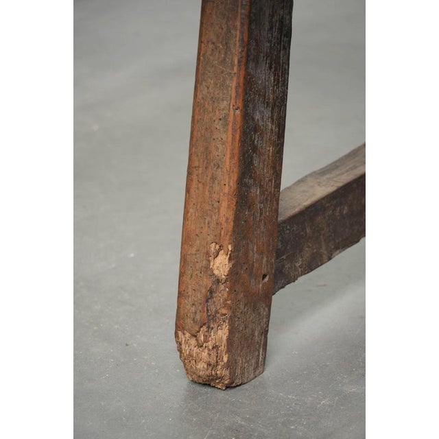 Antique Farmhouse Spanish Walnut Hall Bench For Sale - Image 14 of 18