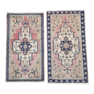 1970s Vintage Petite Turkish Rug - a Pair