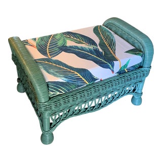 1940s Vintage Wicker Ottoman Seat For Sale