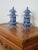 Chinoiserie Chinoserie Blue & White Ceramic Pagoda Jars - a Pair For Sale - Image 3 of 11