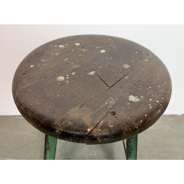 Industrial Green Workshop Stool, 1960s For Sale - Image 9 of 16