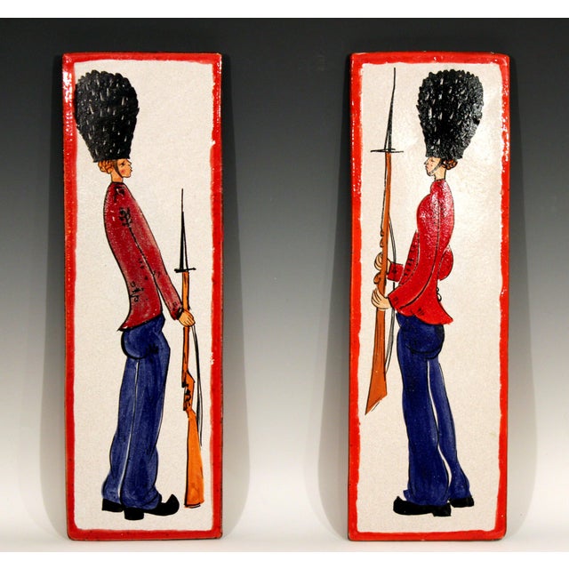 1960s Pottery Italian Petucco Tiles Beefeater Raymor Hanging Plaques Ceramic - a Pair For Sale - Image 10 of 11