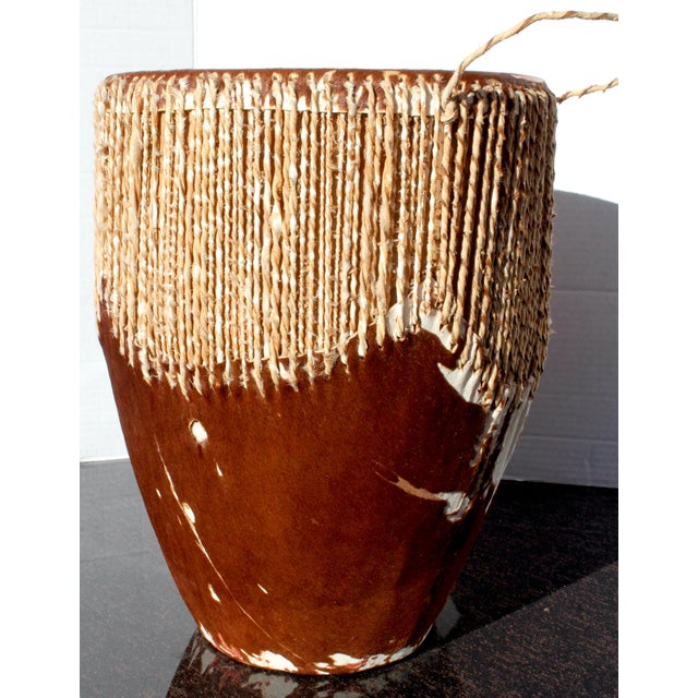 Auburn Tribal Embuutu Dual-Hide Drum Mid-Century Vintage Baganda Uganda For Sale - Image 8 of 13