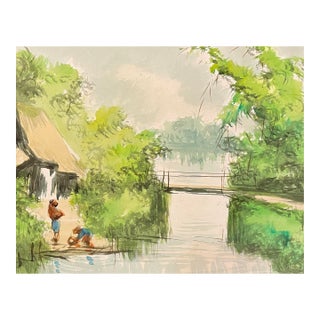 1950s Tropical Watercolor For Sale