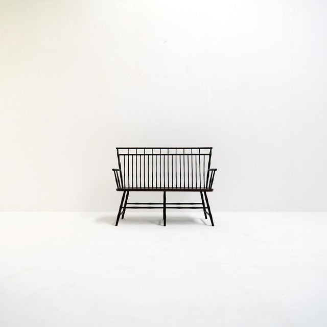 Vintage Wooden Spindle Back Settee in Faux Bamboo, 1960s For Sale - Image 9 of 9