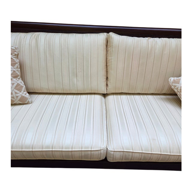 Wood 1990s Rare Ethan Allen Double Cane Empire Sofa Couch West Indies British Classic For Sale - Image 7 of 18