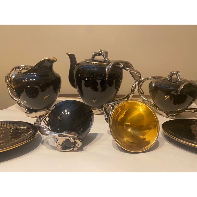 Vintage Black and Gold Demitasse Set For Sale - Image 4 of 6