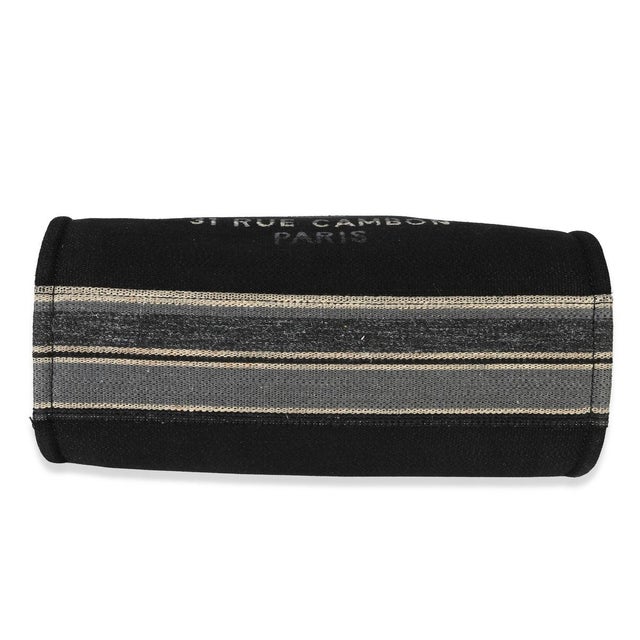 Chanel Blue Canvas Striped Small Deauville Shopping Tote For Sale - Image 4 of 7