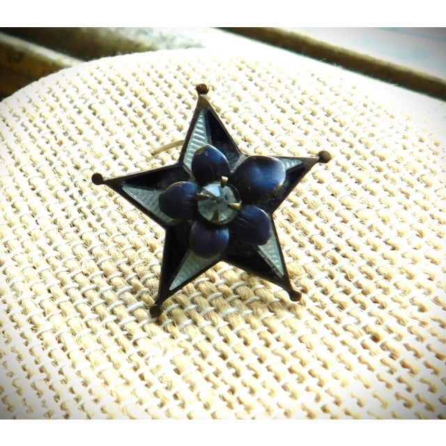 Antique Petite French Enamel Star Pin For Sale - Image 4 of 9