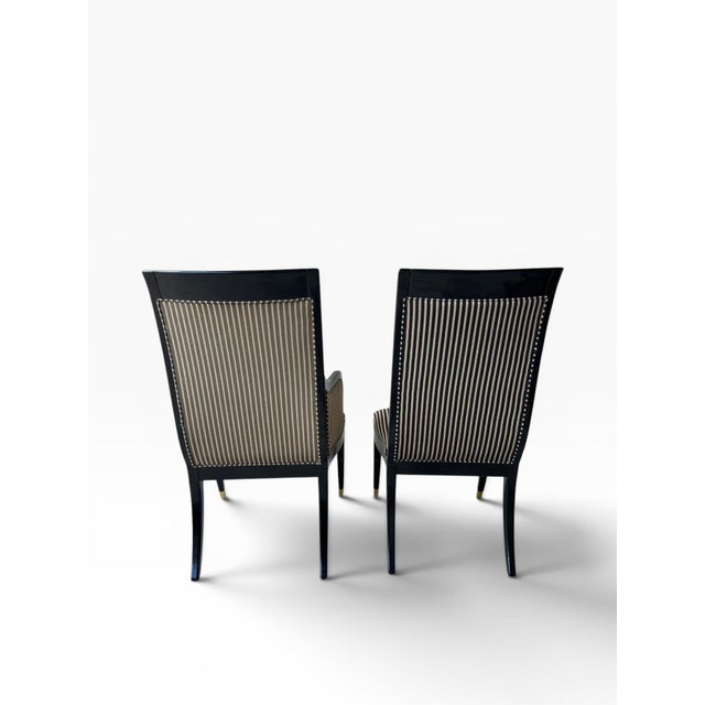 Vintage Hollywood Regency Drexel Heritage Black Lacquered Dining Chairs - Set of 8 For Sale - Image 10 of 11