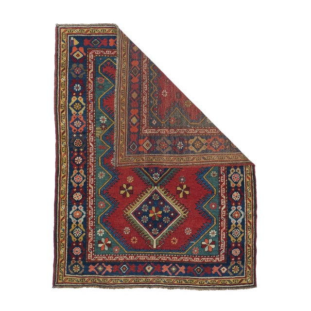 Antique Kurdish Rug Size 3'3'' x 4'1''. Circa 1890