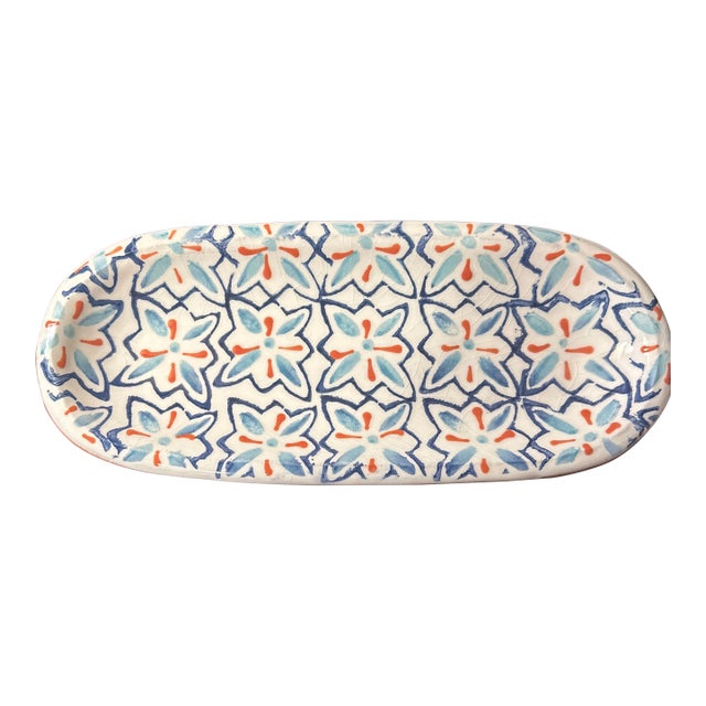 Vintage Southern Living Ceramic Serving Tray Handcrafted in Portugal For Sale