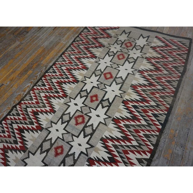 Gray 1920s Gray Geometric Antique American Navajo Carpet 3'8" X 5'10" Flatweave Wool Rug For Sale - Image 8 of 9