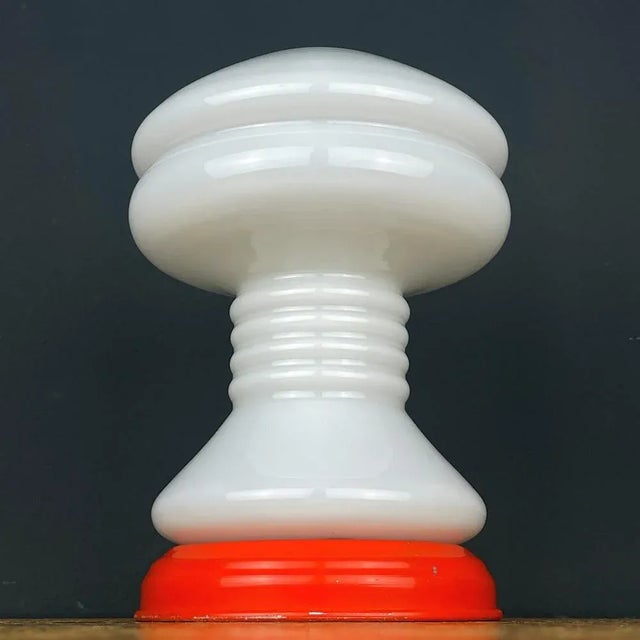 Mid-Century Modern Vintage White Opaline Glass Table Lamp, Italy, 1970s For Sale - Image 3 of 11