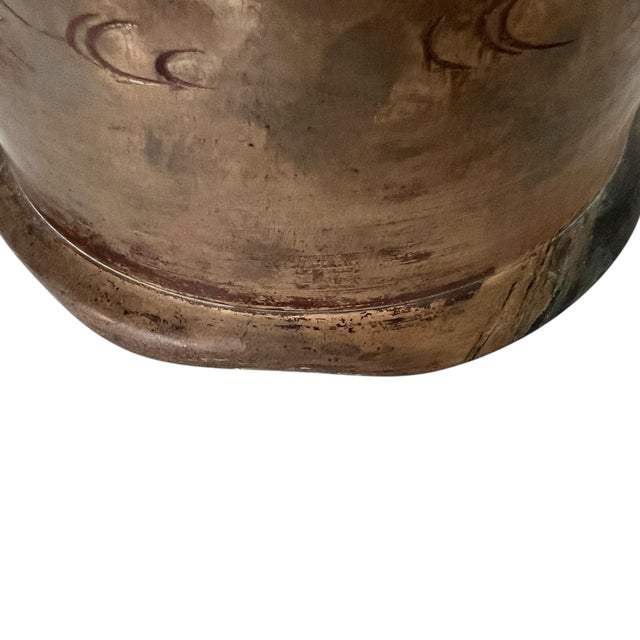 Large Asian Copper Fighting Fire Breathing Winged Dragon Motif Cachepot For Sale - Image 6 of 10