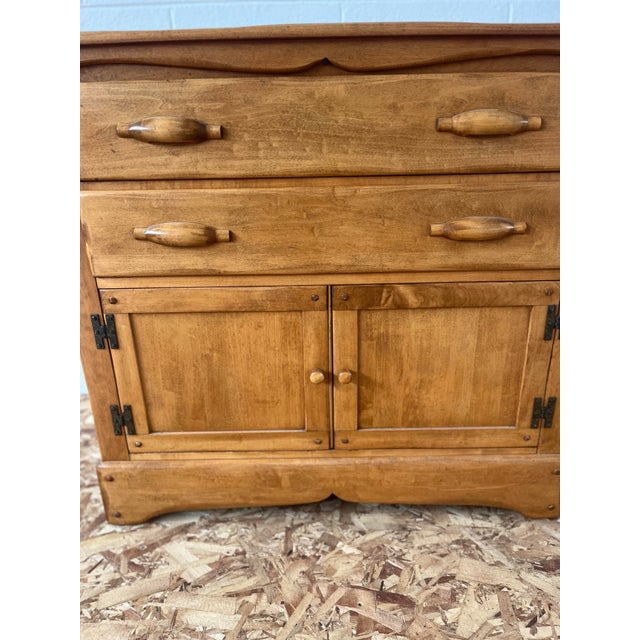 Brown Vintage Maple Drop Leaf-Sideboard Credenza Bar For Sale - Image 8 of 13