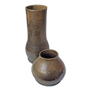 Late 20th Century Modern Glazed Pottery Vases in Earth Tones Donna Karan New York - Set of Two
