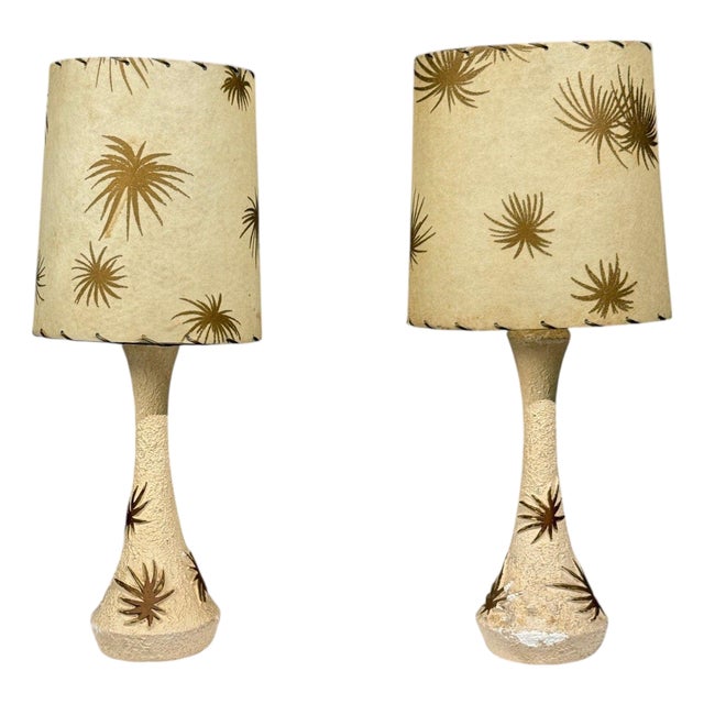 1950s American Modern, Atomic Age Table Lamps, Chalkware, Fiberglass - a Pair For Sale