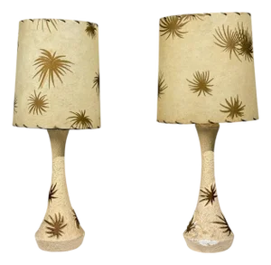 1950s American Modern, Atomic Age Table Lamps, Chalkware, Fiberglass - a Pair