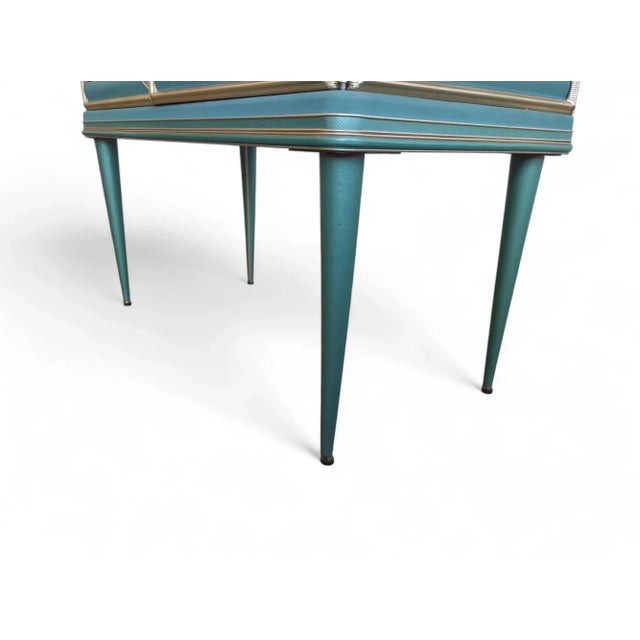 Vintage Petrol Green Two-Door Buffet Cabinet, 1950s For Sale - Image 10 of 12