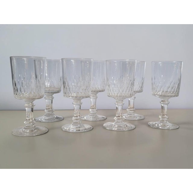 Richelieu-Champigny Pattern Wine Glasses, 1920s, Set of 7 For Sale - Image 3 of 8