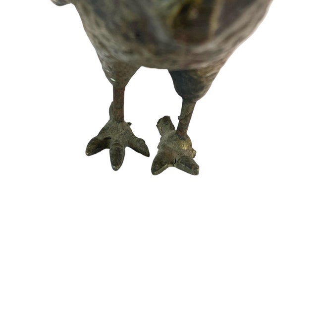Metal Mid 20th Century Brass Chicken Figurines - Set of 2 For Sale - Image 7 of 10
