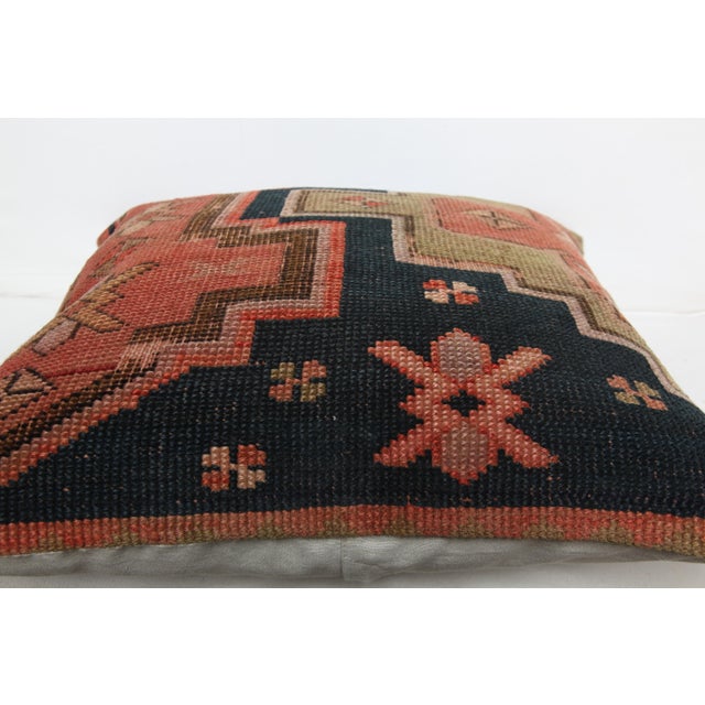 Handwoven Antique Caucasian Kazak Rug Pillow Cover -20'' X 20'' For Sale - Image 4 of 10