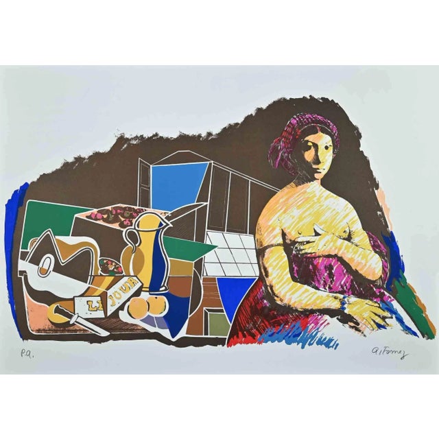 Antonio Fomez, La Fornarina, Original Lithograph, Mid 20th-Century For Sale - Image 3 of 3