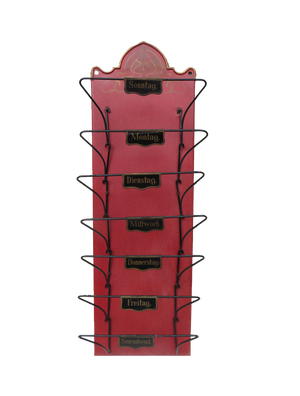 Art Nouveau Wall Newspaper Stand in Metal Bordeau Red, Black & Gold, 1890s