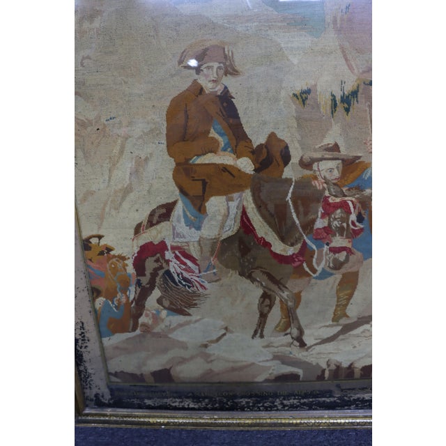 Brown Victorian Needlepoint Tapestry of Napoleon Bonaparte Crossing the Alps For Sale - Image 8 of 18