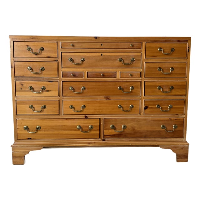 Vintage Link-Taylor Solid Pine Wood 17-Drawer Dresser For Sale