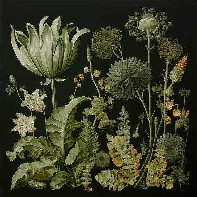 This fine art print reproduces a beautifully detailed 19th-century botanical illustration depicting an elegant arrangement...
