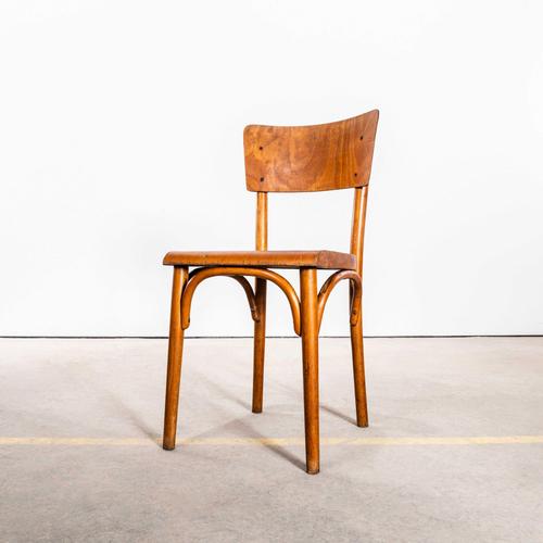 Large Honey Shield Back with Flat Curved-Edged Seat Dining Chairs from Ton, 1940s, Set of 4 For Sale - Image 3 of 11