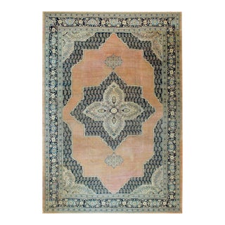 1890s orangePeach Medallion Antique Persian Tabriz Rug 11'6" X 17'6" Handknotted Wool Carpet For Sale