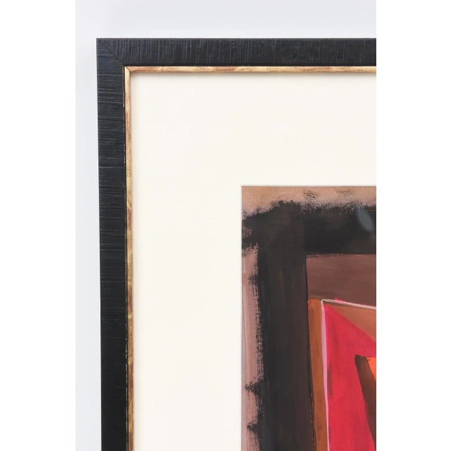 Vintage Signed Cubist Abstract Watercolor Custom Framed One of a Kind For Sale In Miami - Image 6 of 8