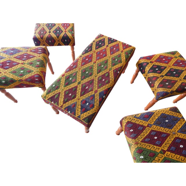 Mid-Century Modern Kilim Bench Upholstered With Turkish Kilim Rug For Sale - Image 3 of 13